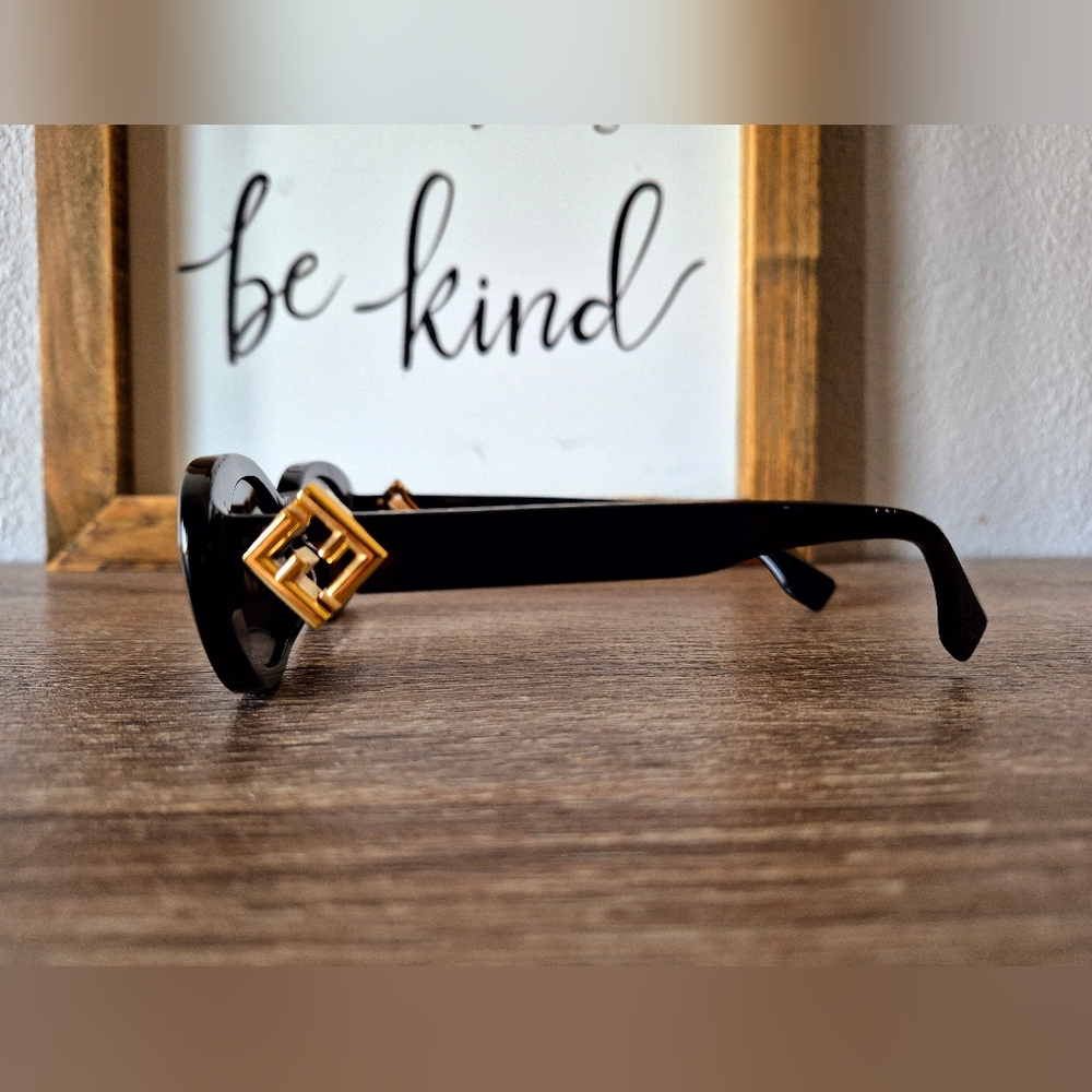 Fendi Black Sunglasses with Gold Accent - Picture 6 of 10
